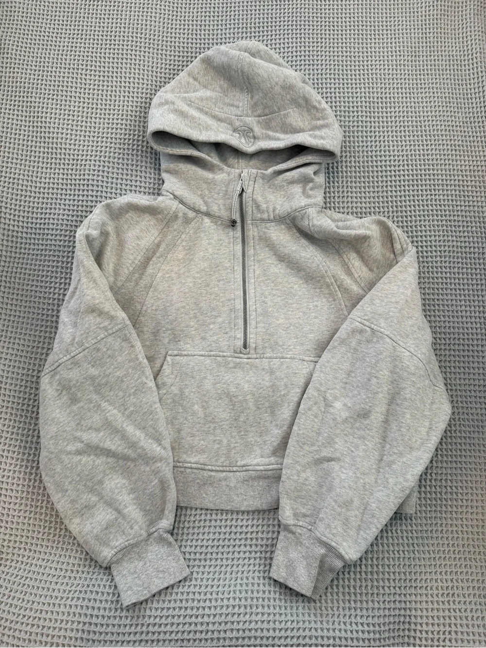 Lululemon scuba cropped hoodie- Heather Gray Half-Zip Hoodie - Picture 1 of 4